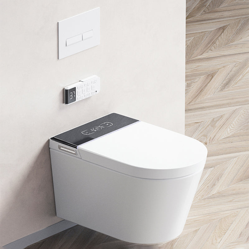 Contemporary Smart Toilet White Foot Sensor Elongated Dryer Wall Mounted Bidet