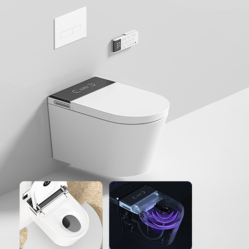 Contemporary Smart Toilet White Foot Sensor Elongated Dryer Wall Mounted Bidet