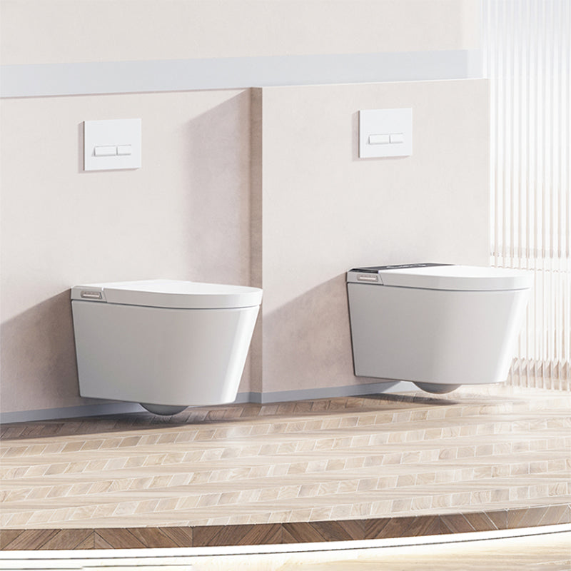 Contemporary Smart Toilet White Foot Sensor Elongated Dryer Wall Mounted Bidet