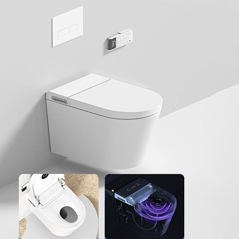 Contemporary Smart Toilet White Foot Sensor Elongated Dryer Wall Mounted Bidet