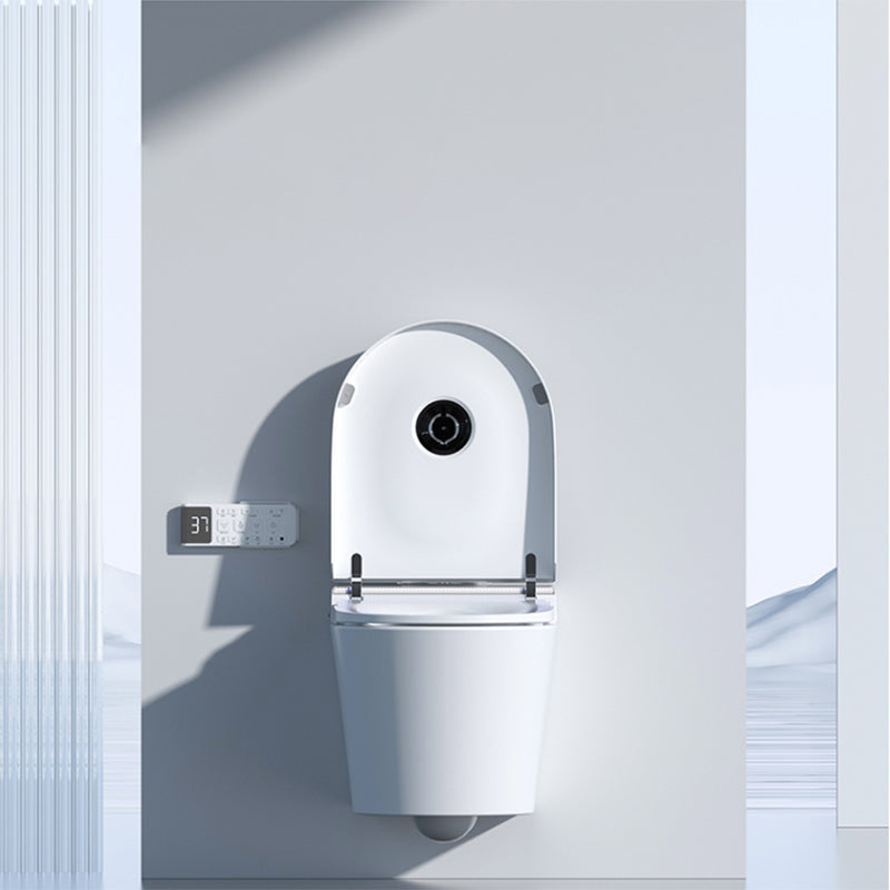 Contemporary Smart Toilet White Foot Sensor Elongated Dryer Wall Mounted Bidet