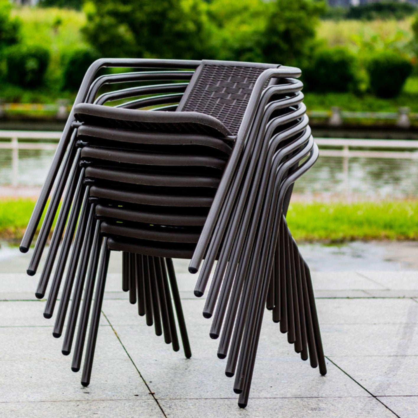 Modern Patio Dining Side Chair Stacking Outdoors Dining Chairs