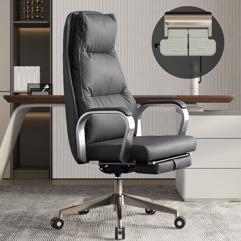 Modern Slide Office Chair Padded Arms Leather Adjustable Seat Height Desk Chair