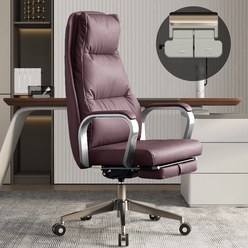 Modern Slide Office Chair Padded Arms Leather Adjustable Seat Height Desk Chair