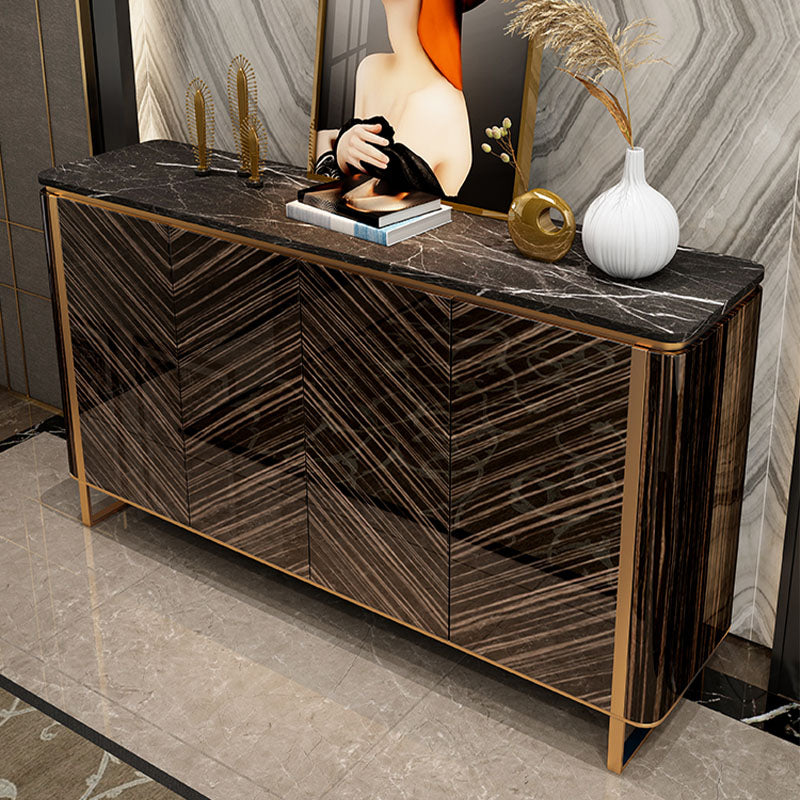 Glam Buffet Table Stone Storage Sideboard Buffet with Doors for Dining Room