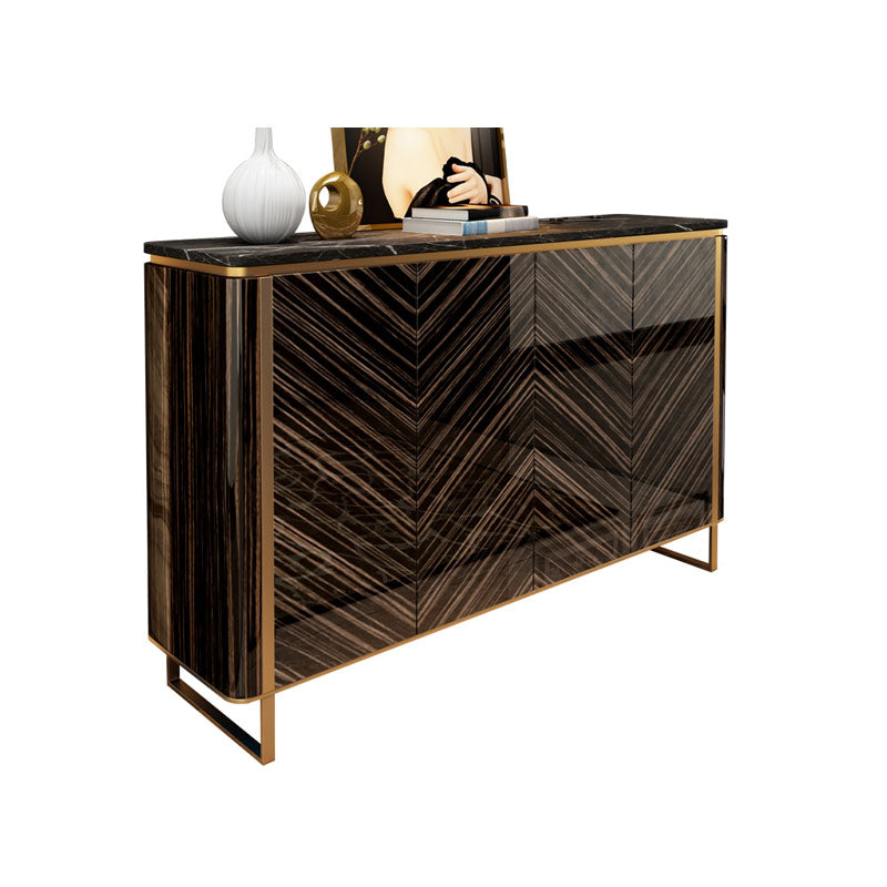 Glam Buffet Table Stone Storage Sideboard Buffet with Doors for Dining Room