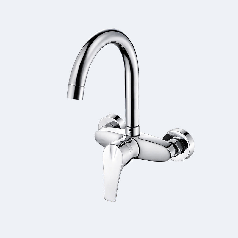 Contemporary Single Handle Kitchen Faucet Wall-mounted Faucet in Chrome