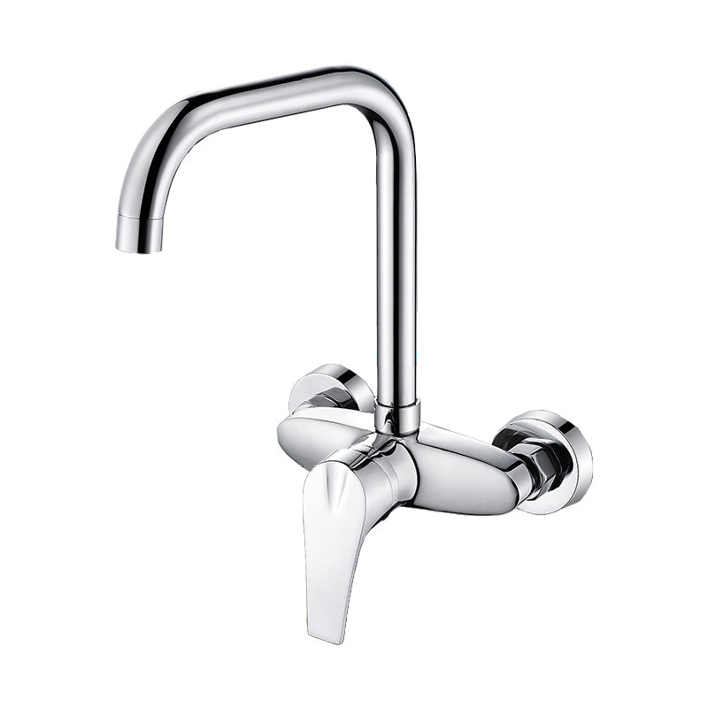 Contemporary Single Handle Kitchen Faucet Wall-mounted Faucet in Chrome