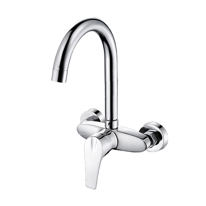 Contemporary Single Handle Kitchen Faucet Wall-mounted Faucet in Chrome