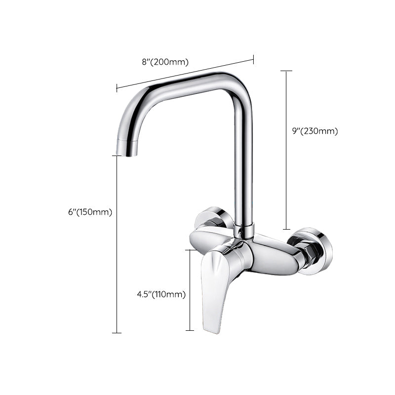 Contemporary Single Handle Kitchen Faucet Wall-mounted Faucet in Chrome