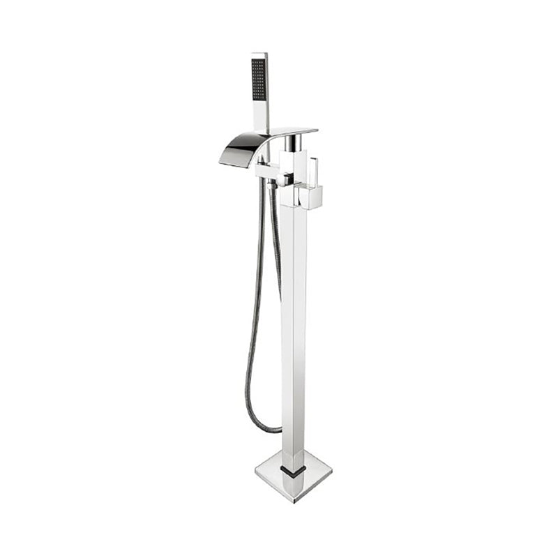 Modern Freestanding Tub Fillers Copper Floor Mounted with Handshower Bathtub Faucet