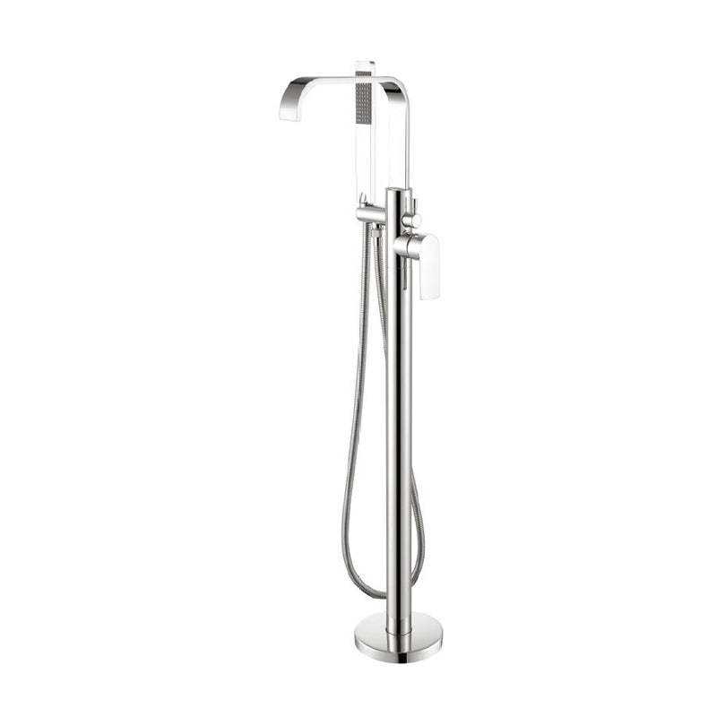 Modern Freestanding Tub Fillers Copper Floor Mounted with Handshower Bathtub Faucet