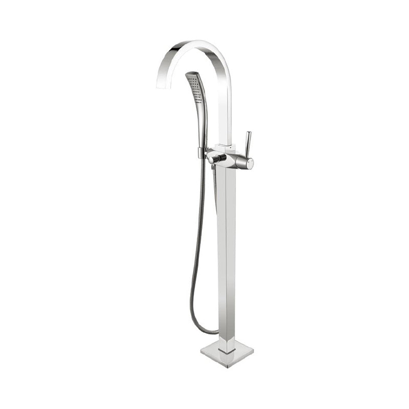 Modern Freestanding Tub Fillers Copper Floor Mounted with Handshower Bathtub Faucet