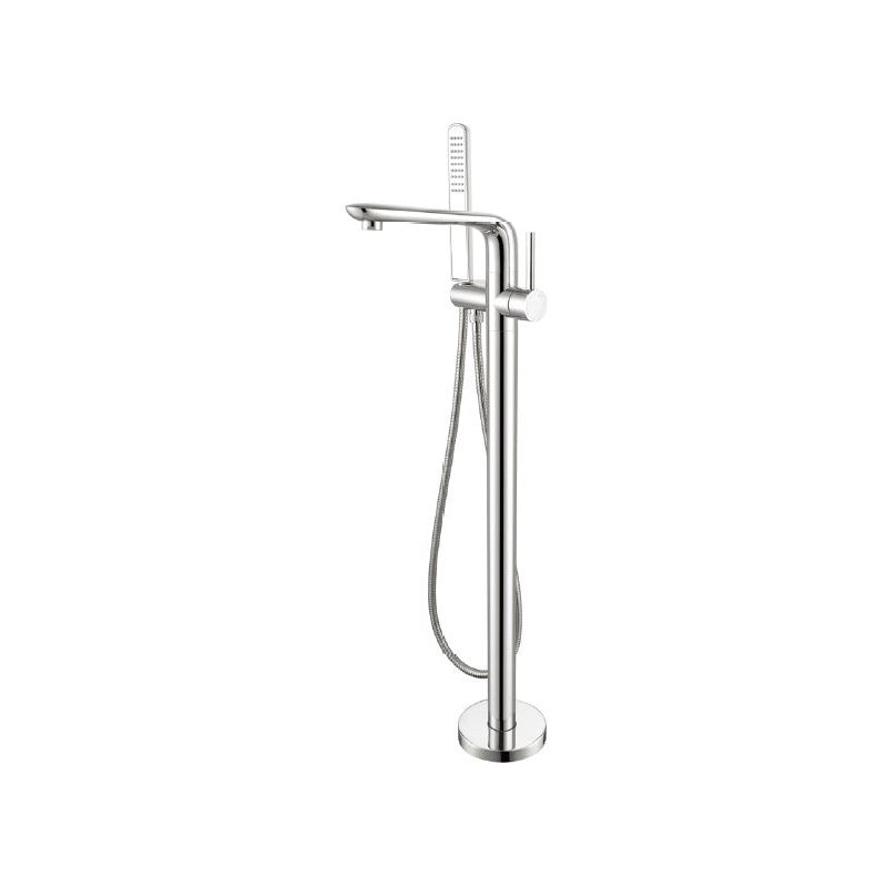 Modern Freestanding Tub Fillers Copper Floor Mounted with Handshower Bathtub Faucet