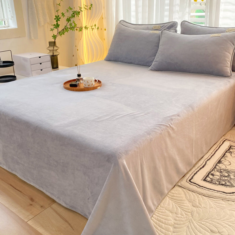 Modern Style Bed Sheet Solid Color Ultra-Soft Breathable Bed Sheet
