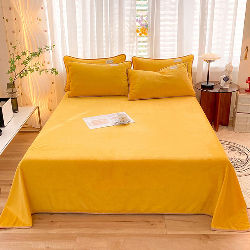 Modern Style Bed Sheet Solid Color Ultra-Soft Breathable Bed Sheet