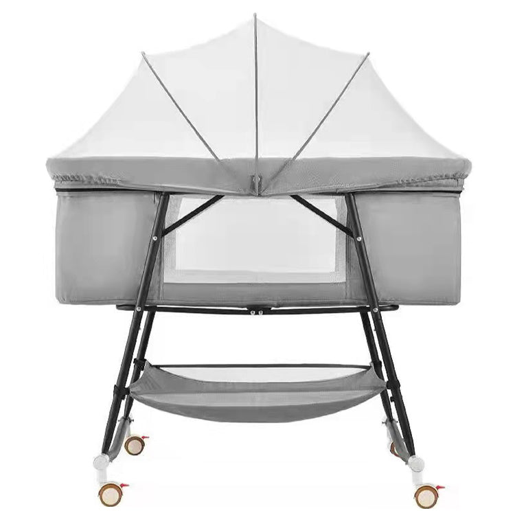 Gliding Crib Cradle Square Metal Cradle with Canopy for Newborn