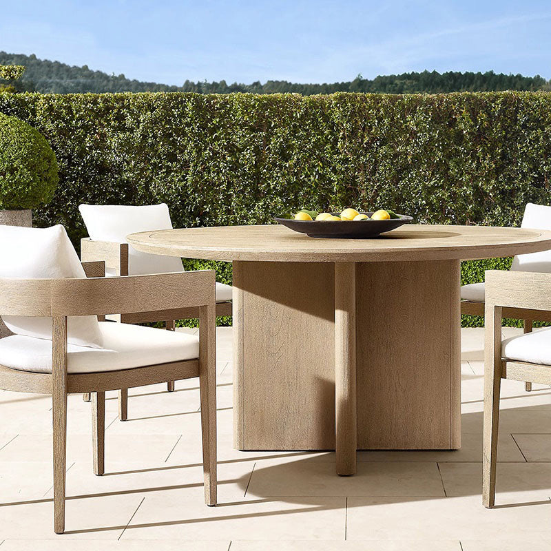 Contemporary Patio Table with UV Resistant Solid Wood Dining Table