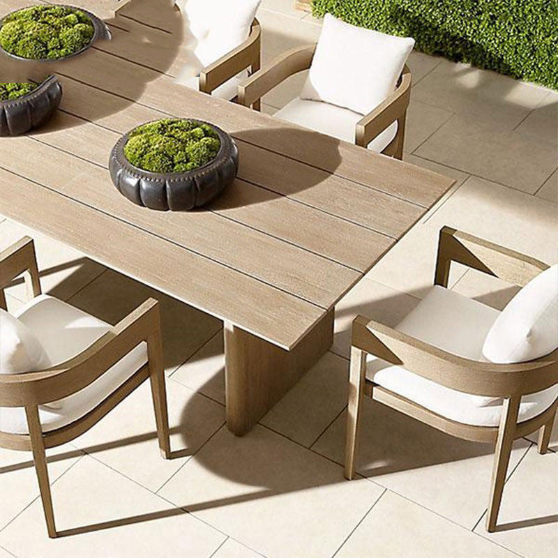 Contemporary Patio Table with UV Resistant Solid Wood Dining Table