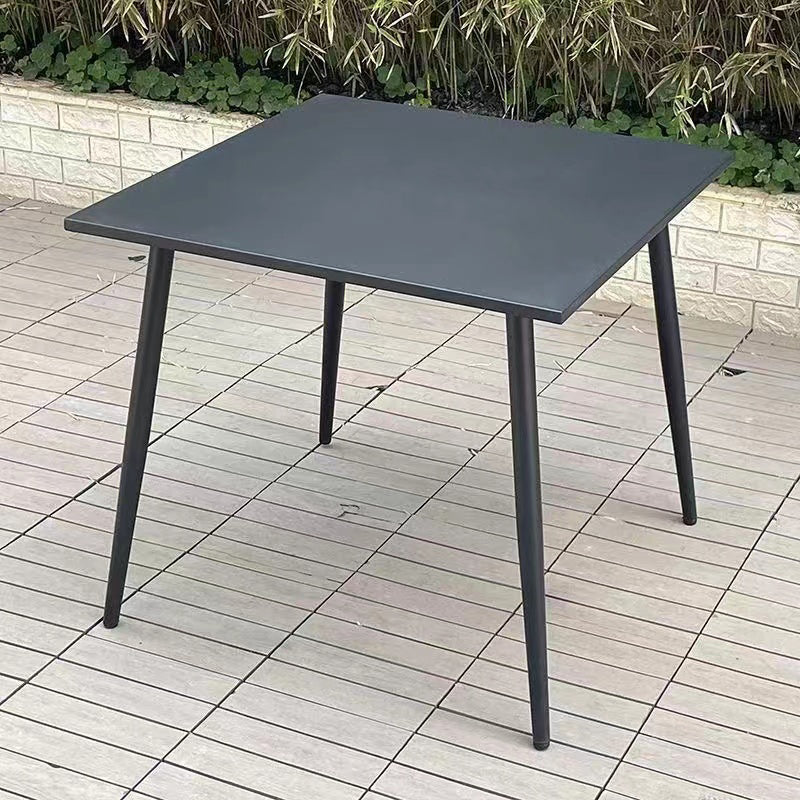 Black Metal Dining Table with UV Resistant Contemporary Patio Table