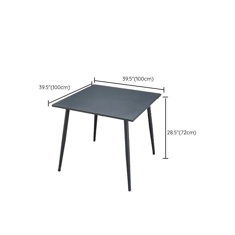 Black Metal Dining Table with UV Resistant Contemporary Patio Table