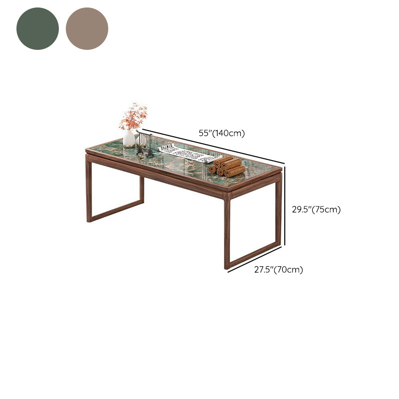 Modern Rectangular Shaped Office Table Stone Writing Desk in Gold/Green