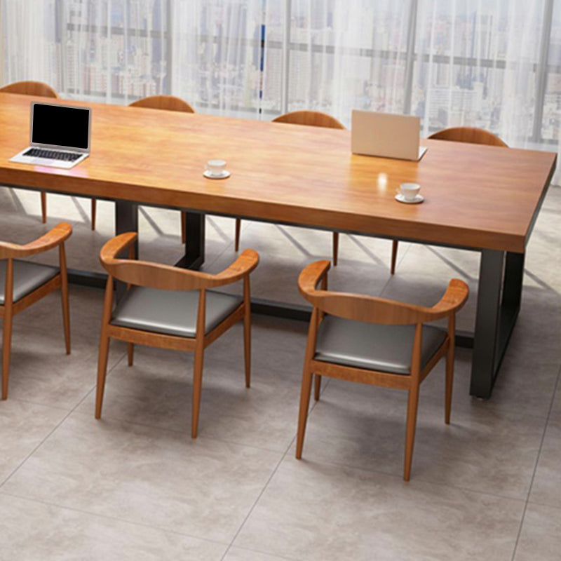 Modern Style Solid Wood Task Desks Rectangular Shape Office Desks with 2-Legs