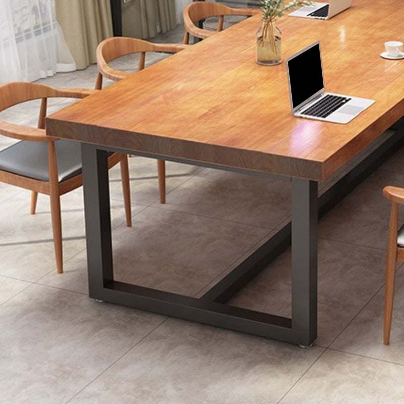 Modern Style Solid Wood Task Desks Rectangular Shape Office Desks with 2-Legs