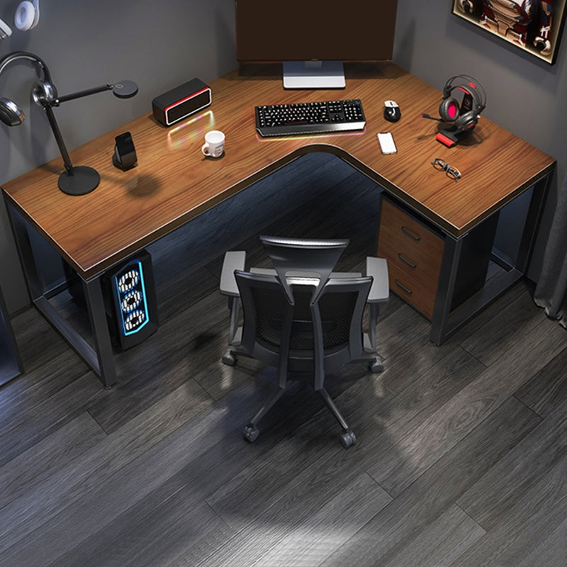 Modern Solid Wood Computer Desk L-Shape Base Home Office Desk