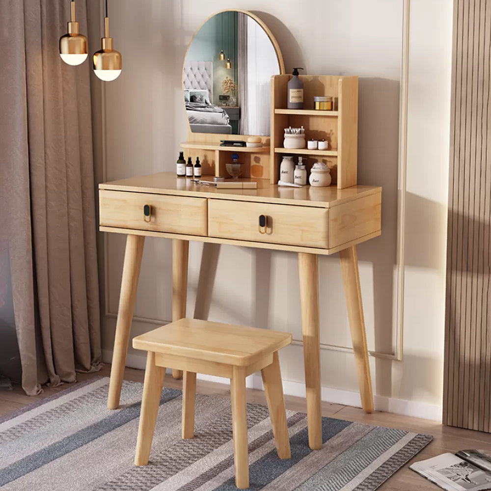 Modernist Solid Wood Make-up Vanity Home Vanity Desk with Mirror for Bedroom