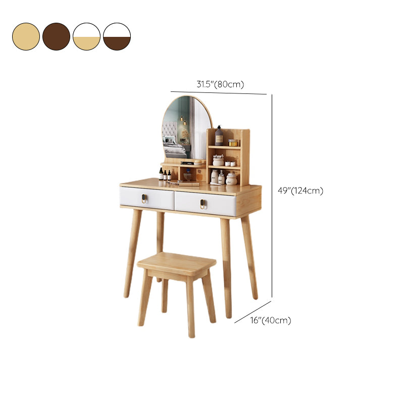 Modernist Solid Wood Make-up Vanity Home Vanity Desk with Mirror for Bedroom