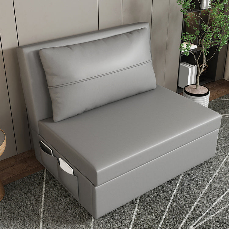 Contemporary Armless Futon Sleeper Sofa Bonded Leather Futon and Mattress