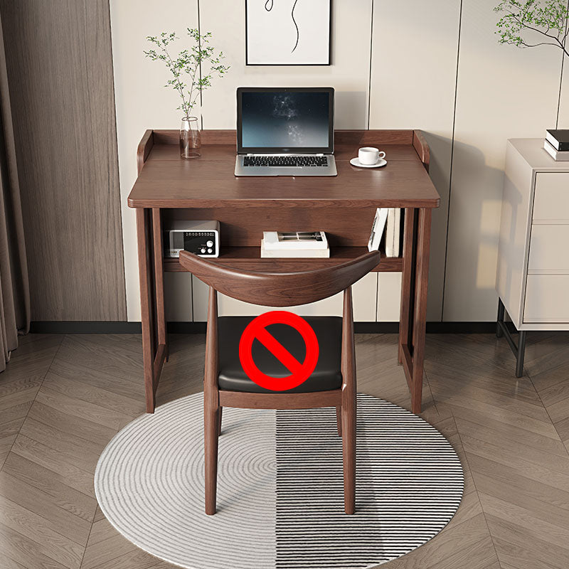 Contemporary Study Desk Foldable Desk with Storage Shelf in Solid Wood