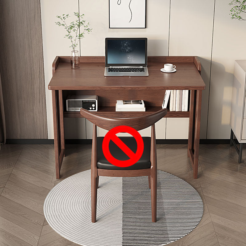 Contemporary Study Desk Foldable Desk with Storage Shelf in Solid Wood