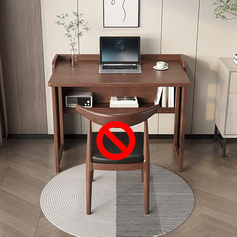 Contemporary Study Desk Foldable Desk with Storage Shelf in Solid Wood