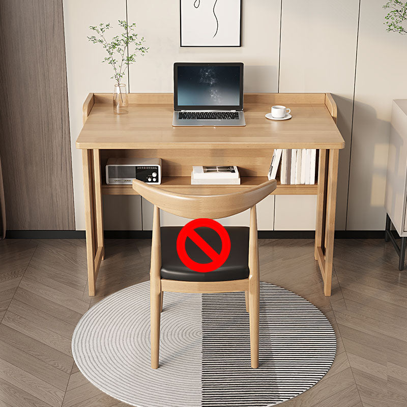 Contemporary Study Desk Foldable Desk with Storage Shelf in Solid Wood