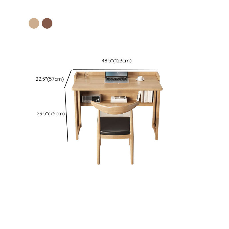 Contemporary Study Desk Foldable Desk with Storage Shelf in Solid Wood