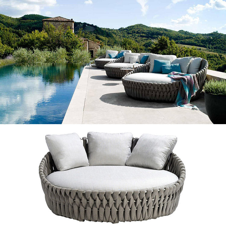 Modern Wicker Patio Sofa No Distressing Outdoor Patio Sofa with Cushions