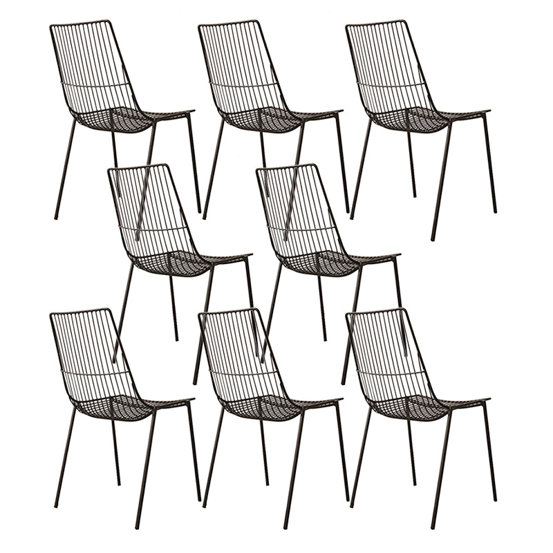 Metal Stacking Outdoors Dining Chairs Modern Patio Dining Chair