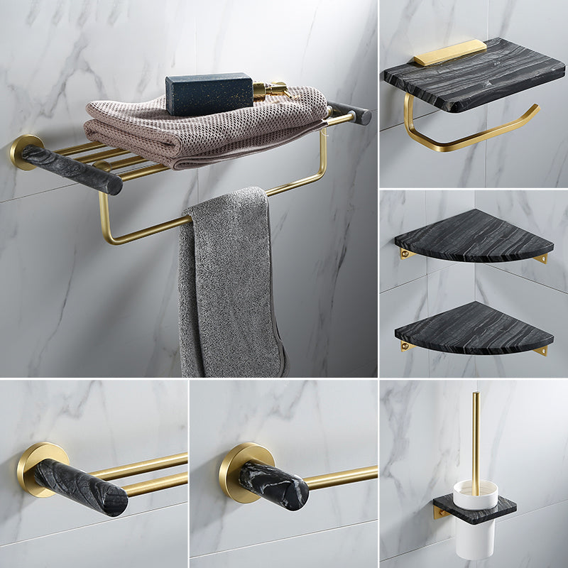 Contemporary Golden Bath Hardware Set Brass& Marble Bathroom Accessory Kit