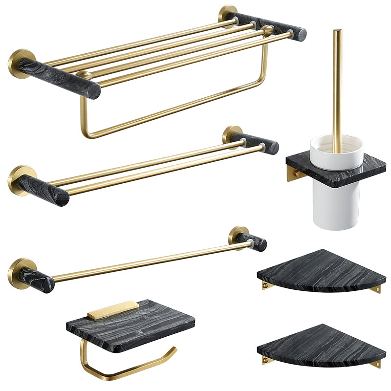 Contemporary Golden Bath Hardware Set Brass& Marble Bathroom Accessory Kit