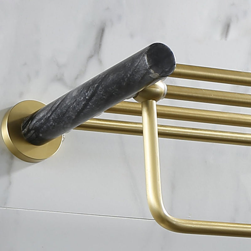 Contemporary Golden Bath Hardware Set Brass& Marble Bathroom Accessory Kit