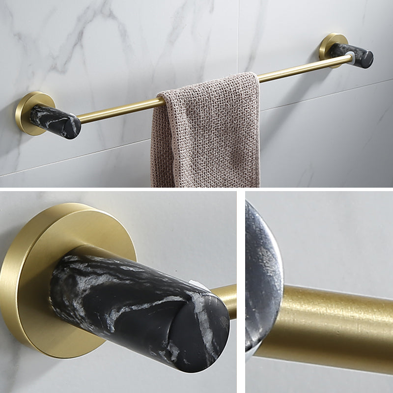 Contemporary Golden Bath Hardware Set Brass& Marble Bathroom Accessory Kit