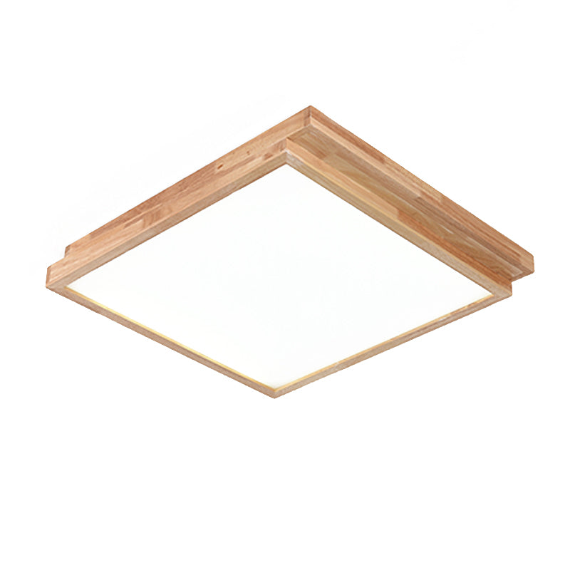 Modern Wood Flush Mount LED Geometric Shape Ceiling Light with Acrylic Shade for Bedroom