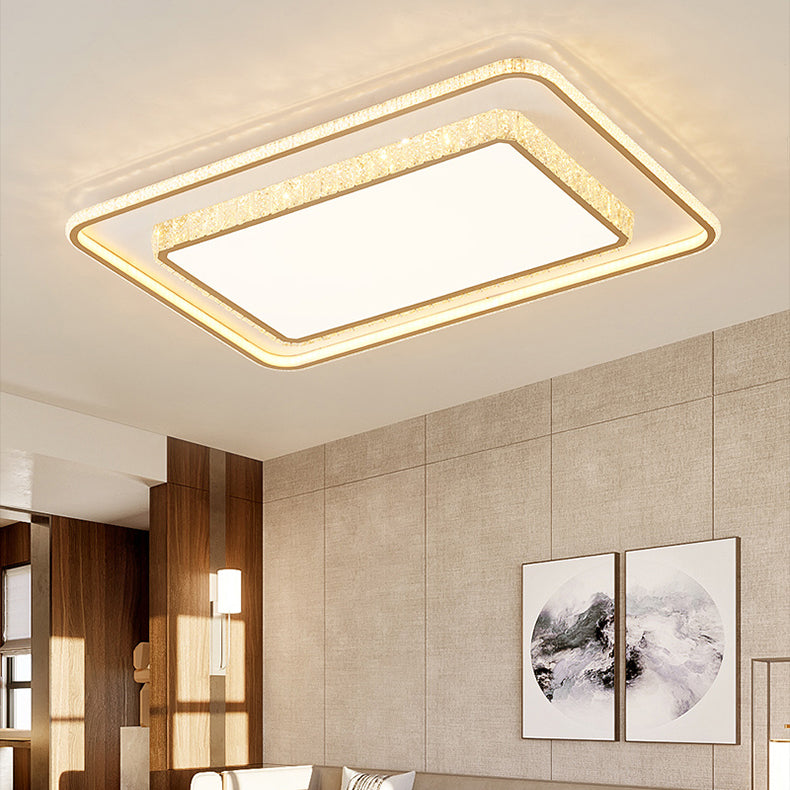 Geometric Flush Mount Contemporary Crystal Ceiling Light for Living Room