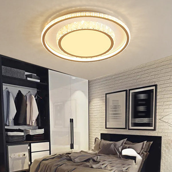 Geometric Flush Mount Contemporary Crystal Ceiling Light for Living Room