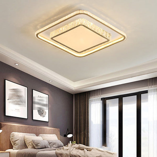 Geometric Flush Mount Contemporary Crystal Ceiling Light for Living Room