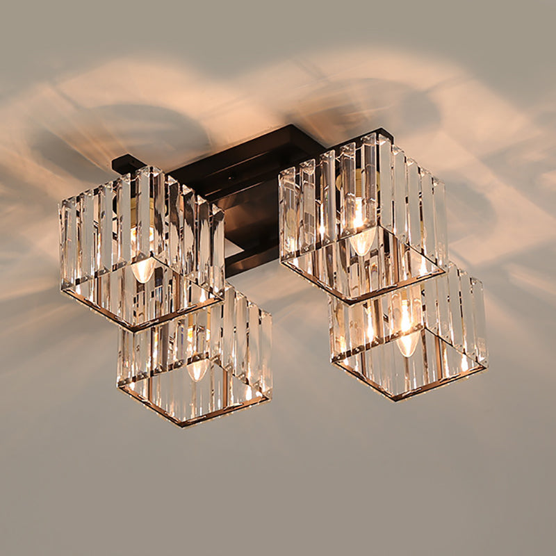 Crystal Geometric Flush Mount Fixture Contemporary Multi-lights Flush Light Fixtures