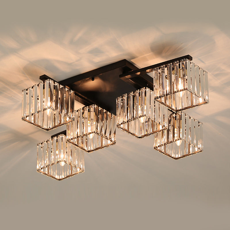 Crystal Geometric Flush Mount Fixture Contemporary Multi-lights Flush Light Fixtures