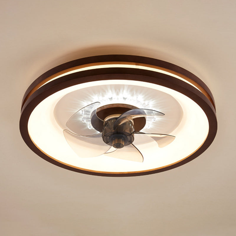 Modern Single Beige/Brown Ceiling Fan Lamp Wooden Ceiling Fan Light for Dining Room